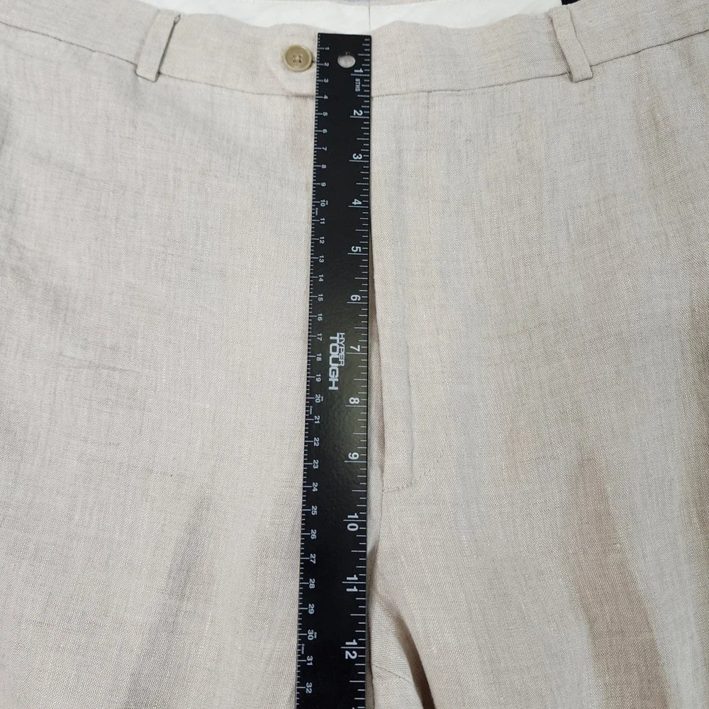 Haspel Linen Trousers Mens 34 Beige Straight Leg Flat Front Coastal Preppy Pants